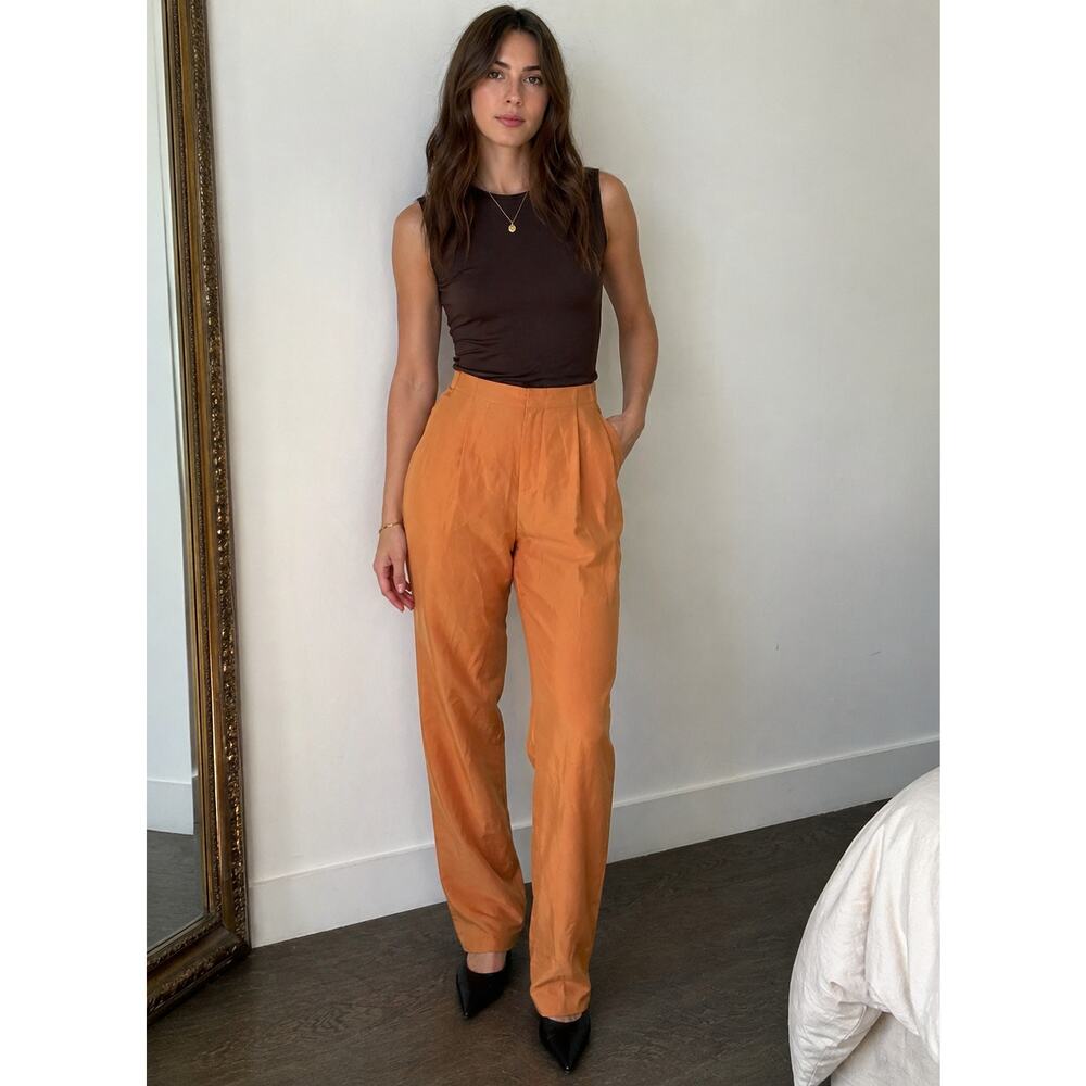 Ralph Rucci Chado 100% Silk Pants Women's 4 High Waisted Straight Leg Designer